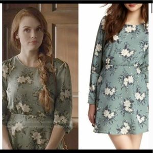 Free People Floral Mini Dress in Green and White